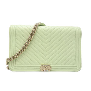 Chanel Boy V-Stitch Chain Wallet Women's Shoulder Bag AP1117 Caviar Leather M...